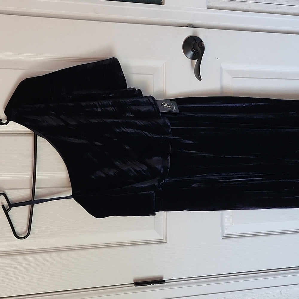 Adrianna Papell Long Velvet One Shoulder Dress Size 6